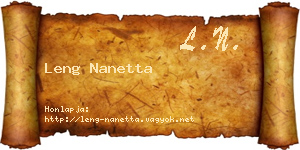Leng Nanetta névjegykártya